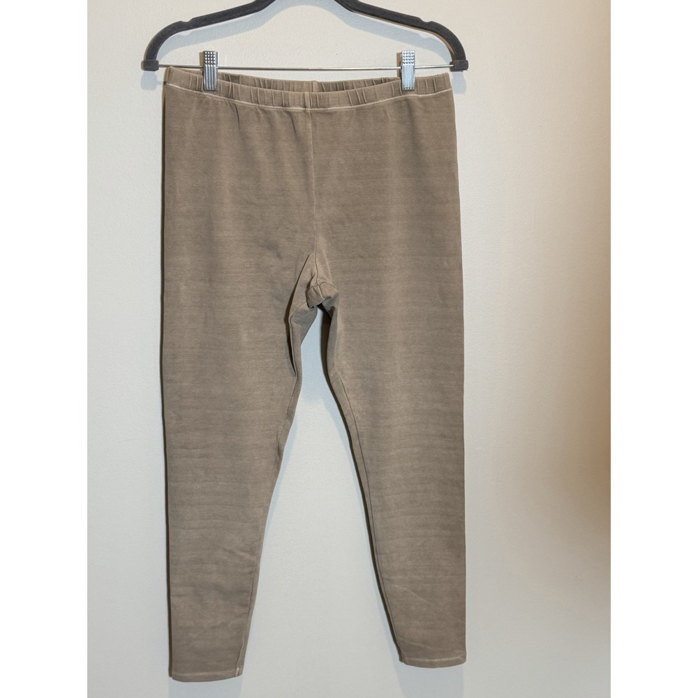 SKIMS Waffle Knit Taupe Cotton Spandex Ankle Leggings 2X Plus Stretch